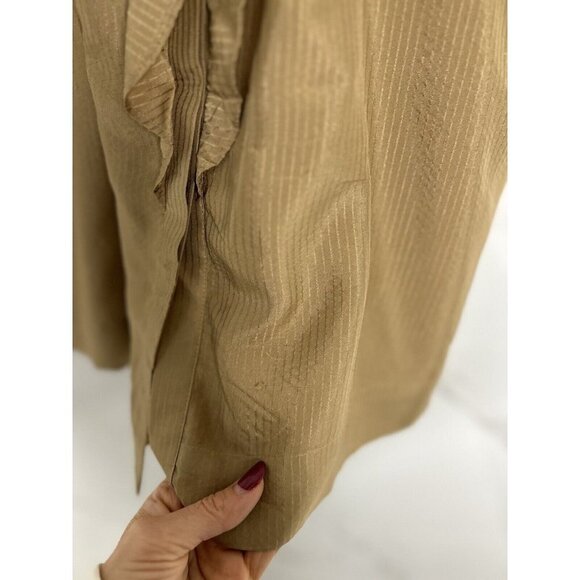 Banana Republic 100% Silk Dress Knee Length Button-Up Tan Sz 0 Neutral C… - Picture 6 of 11